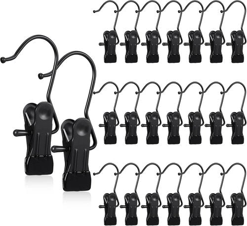 Hotop Boot Hanger Clips - 48 Heavy-Duty Space-Saving Hooks for Closet & Laundry (Black)