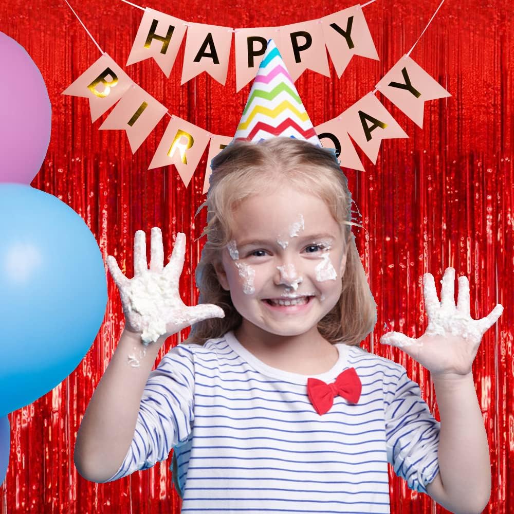 Regine Switzerland 2-Pack Red Streamers | Foil Fringe Backdrop Curtains for Parties & Celebrations