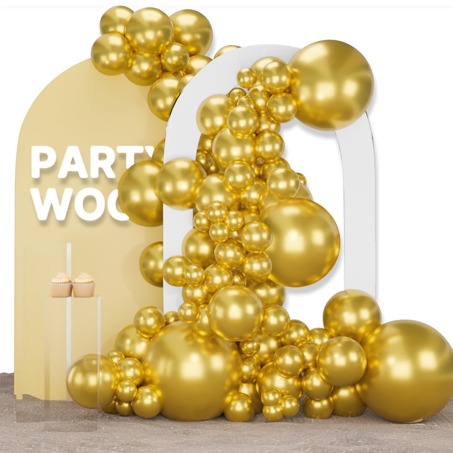 PartyWoo Gold Balloons 155pcs Different Sizes of 18 12 10 5 Inch Gold Balloon Arch Kit Garland for Birthday Wedding Anniversary Baby Shower Graduation Retirement Casino Party Decorations Gold-G101