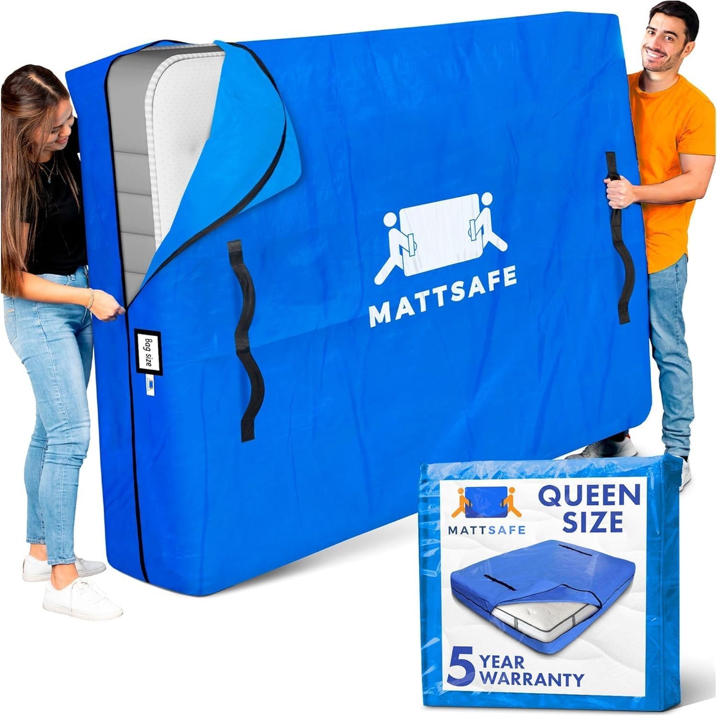 Nordic Elk Mattress Bags - Heavy Duty Moving & Storage Solution | Queen Size with 8 Sturdy Handles & Strong Zipper