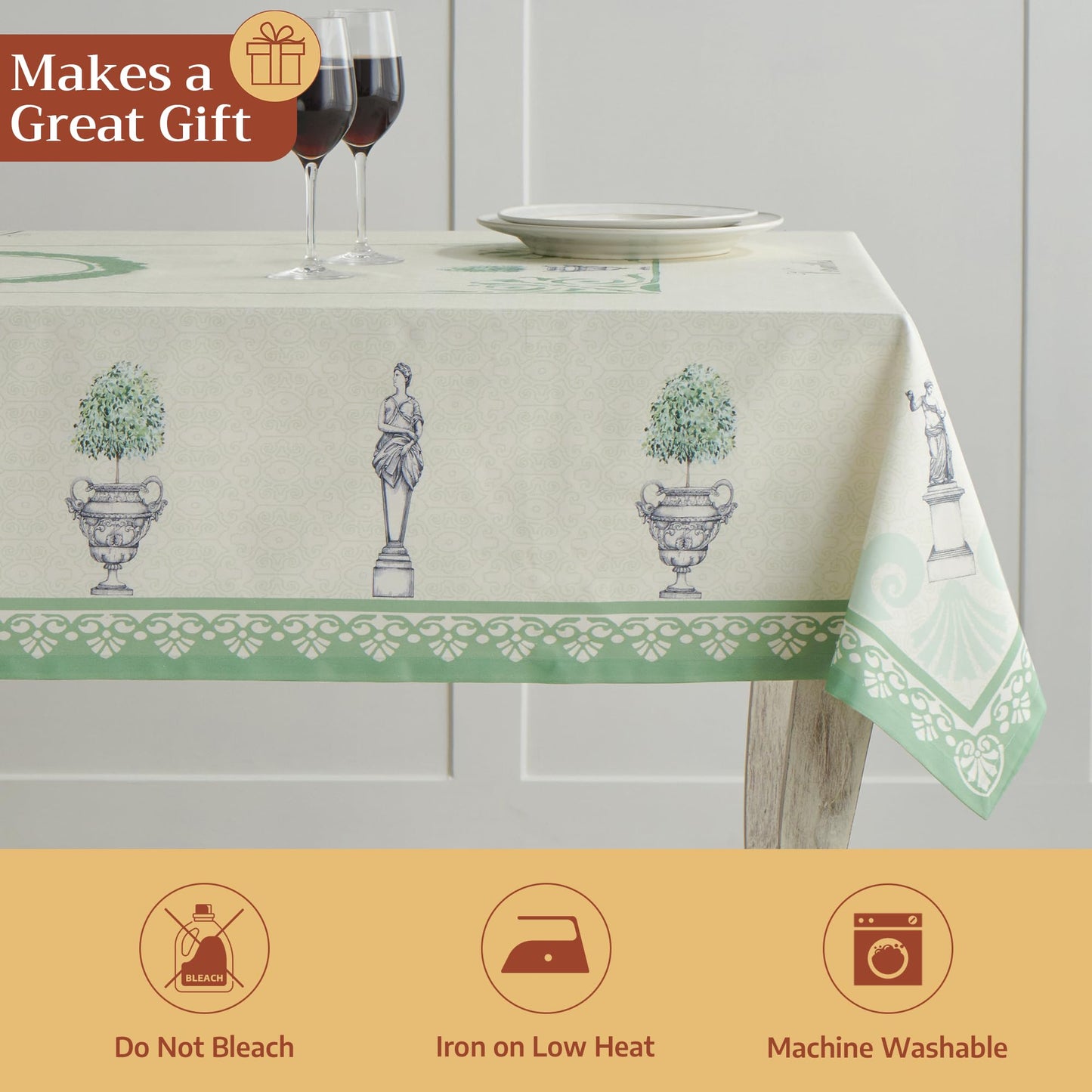 Maison d' Hermine Table Cloth Rectangle Table 100% Cotton 60 x 120 Inches Tablecloth Reusable Decorative for Dining Kitchen Room Farmhouse Home Gifts for Mothers Day Spring Summer - Jardin Du Roy