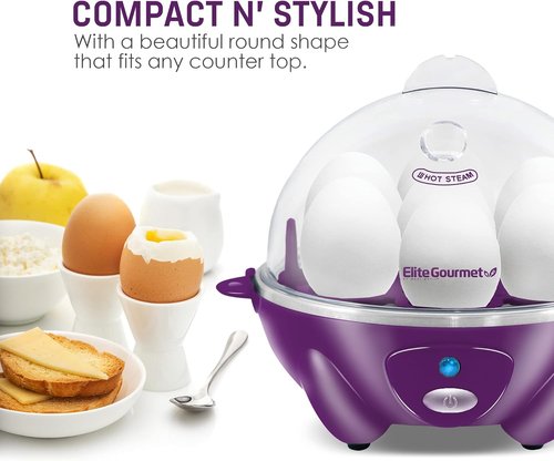 Elite Gourmet Electric Egg Cooker - 7 Egg Capacity Poacher & Omelet Maker | Auto Shut-Off, BPA Free