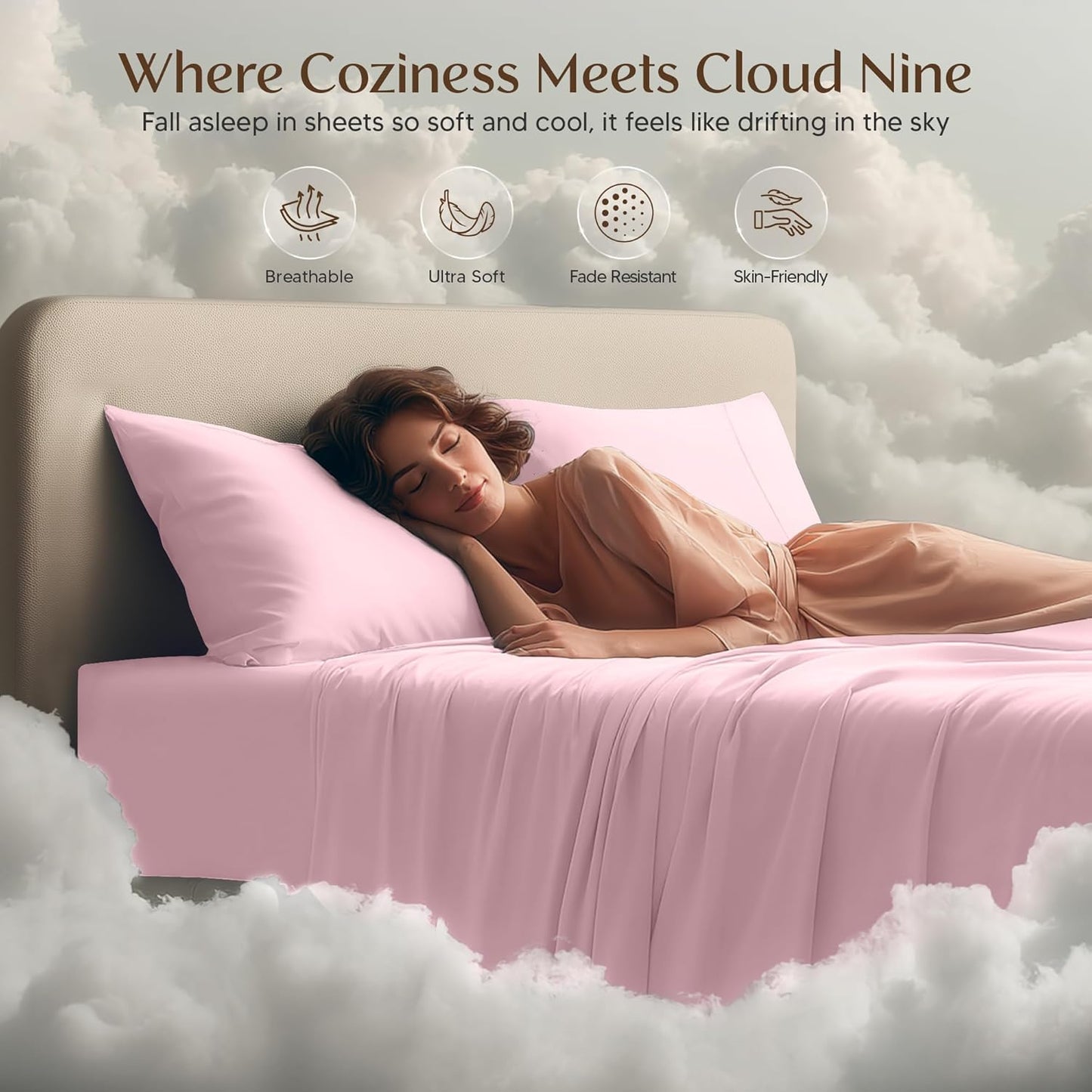 Utopia Bedding Queen Size Sheet Set - Soft, Breathable Microfiber | 4-Piece in Crystal Pink