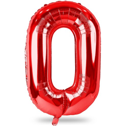 40" Red Number 0 Balloon for Girls, Large Self Inflating Helium Foil Number Balloons Set 0-9 for Women Men Boys Birthday Anniversary Wedding New Year Baby Shower Christmas Party Decorations Supplies