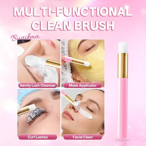 Buqikma Eyelash Shampoo - Gentle Cleanser Kit with Wash Brushes | 60ml for Salon & Home Care