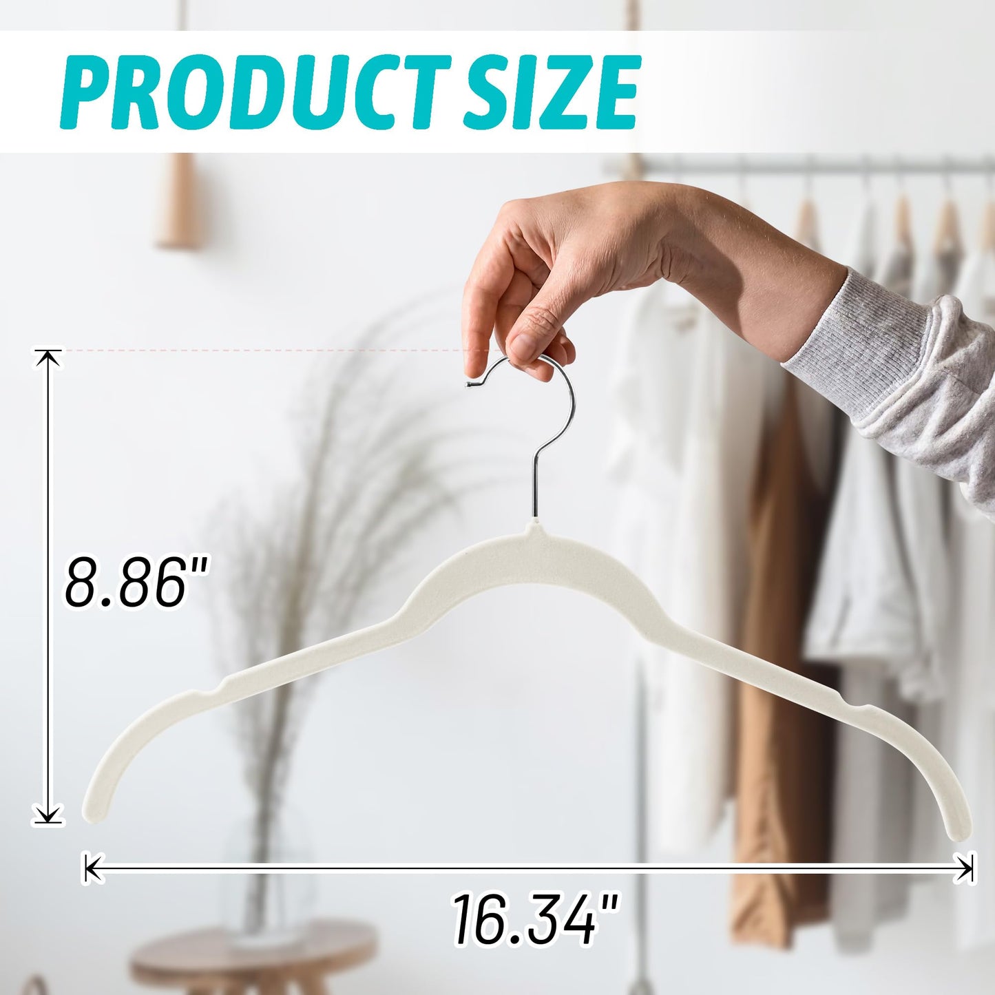 Sishynio Premium Velvet Shirt Hangers 30 Pack, Non-Slip 360° Swivel Hook Slim Flocked Coat Hanger, Space Saving Felt Hanger for for Tank Top, Blouses, Strappy Dresses