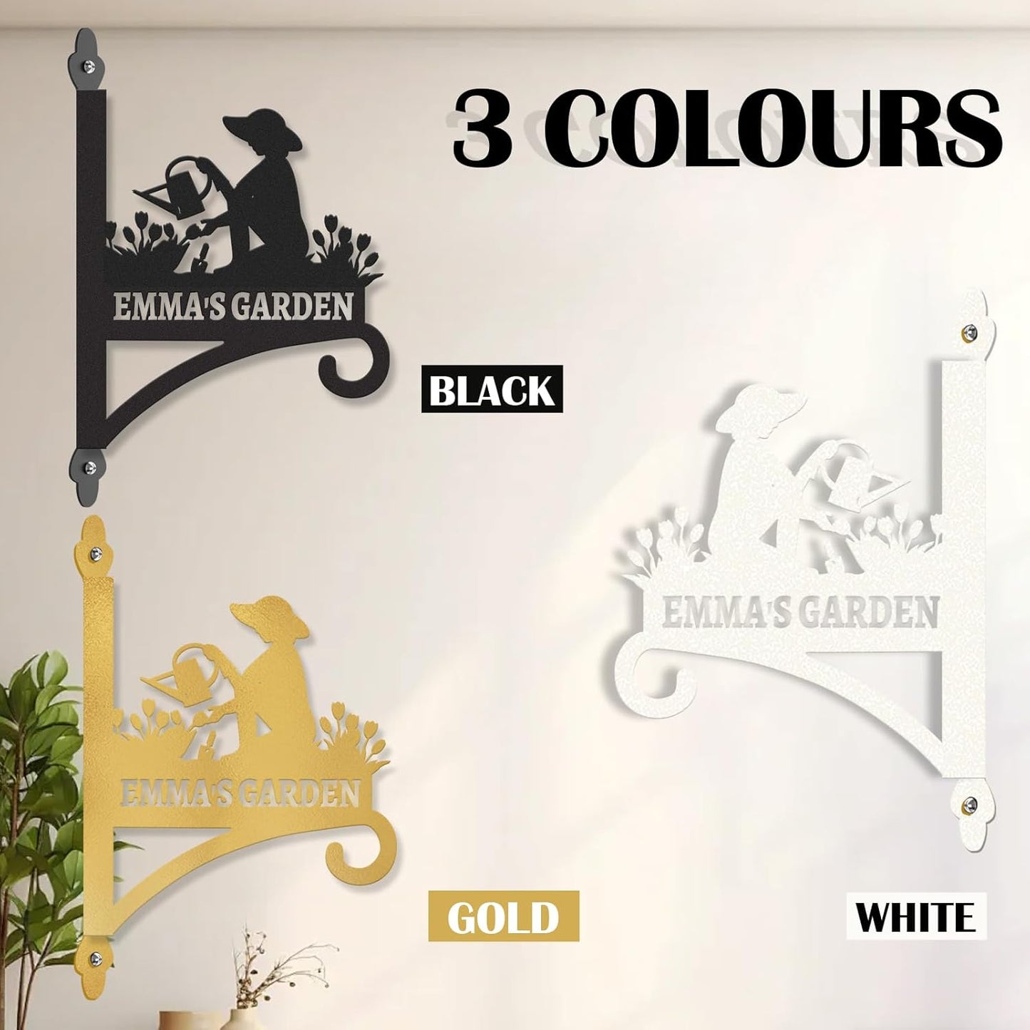 Skiennix Personalized Metal Plant Hangers - Heavy-Duty Indoor & Outdoor Wall Bracket | Perfect for Bird Feeders & Lanterns