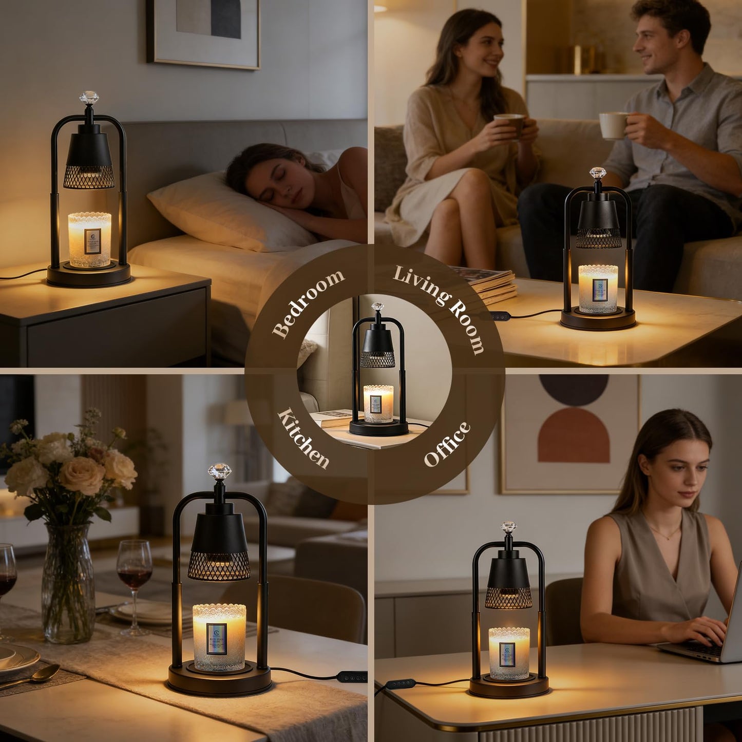 Candle Warmer Lamp with Timer Dimmer Dual Pole Height Adjustable Candle Warmer Gifts for Women Wax Melt Warmer for Scented Jar Candles Birthday Gift for Mom Mothers Day House Warming New Home Decor