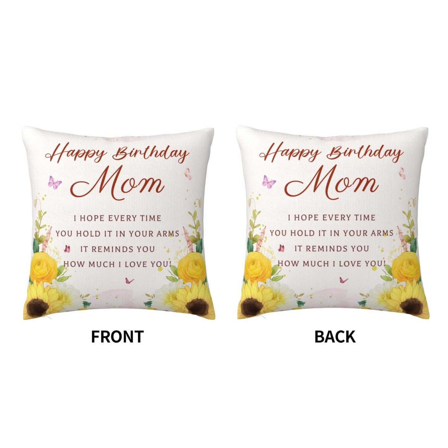 Birthday Gifts for Mom, Mom Birthday Gifts from Daughter Son, Mother Birthday Gifts, Best Gifts for Mom Birthday, Happy Birthday Mom Gifts, Mother Gifts for Birthday Throw Pillow Covers 18x18 Inches