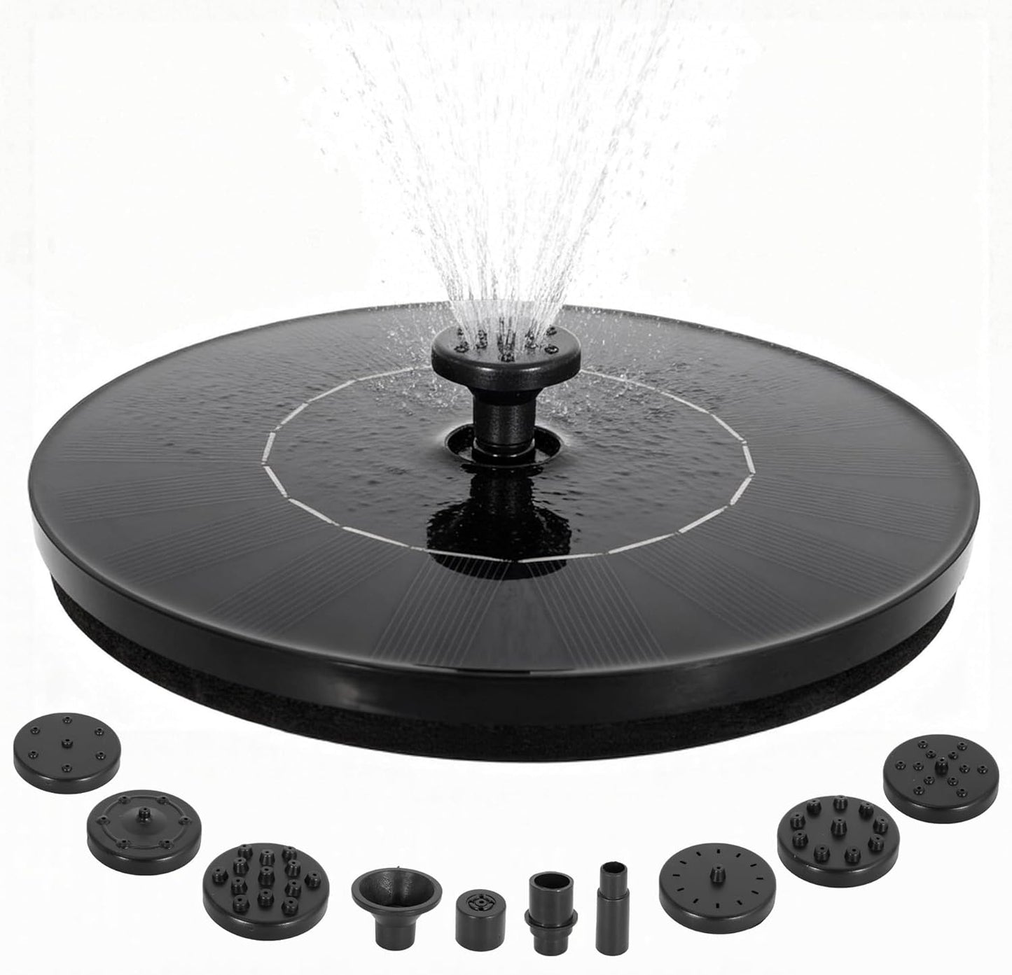 Skiennix 2000mAh Solar Fountain Pump - High-Efficiency 2W Wireless Water Pump with 7 Nozzles for Bird Baths, Gardens & Ponds