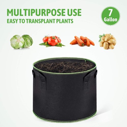 Delxo 10-Pack Grow Bags - Heavy Duty 7 Gallon Aeration Fabric Pots with Handles for Optimal Plant Growth