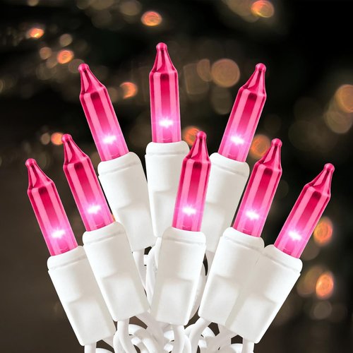 HISHINY 100 Count Pink Christmas Tree String Lights - UL Certified 21ft Indoor/Outdoor Decor
