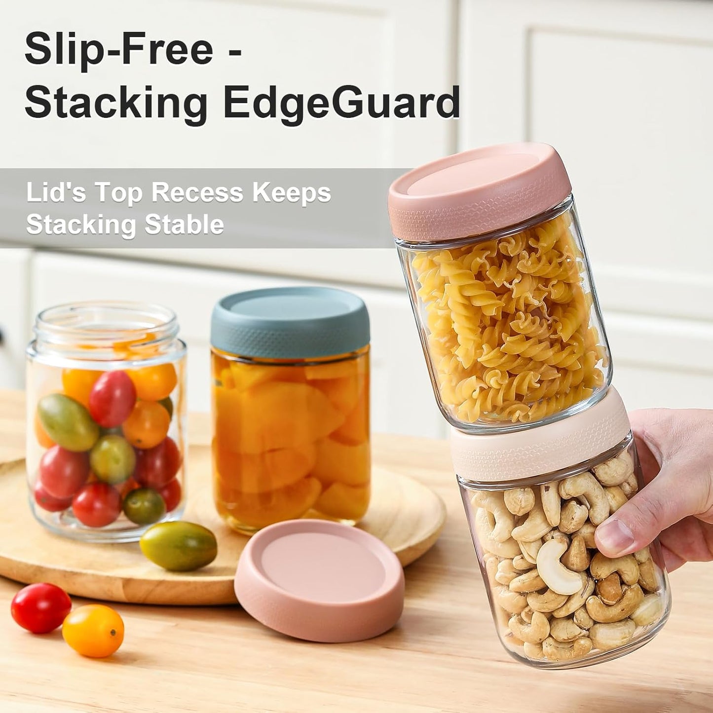 NETANY 16 oz Glass Overnight Oats Containers - 6-Pack with Airtight Lids | Perfect for Snacks & Meal Prep