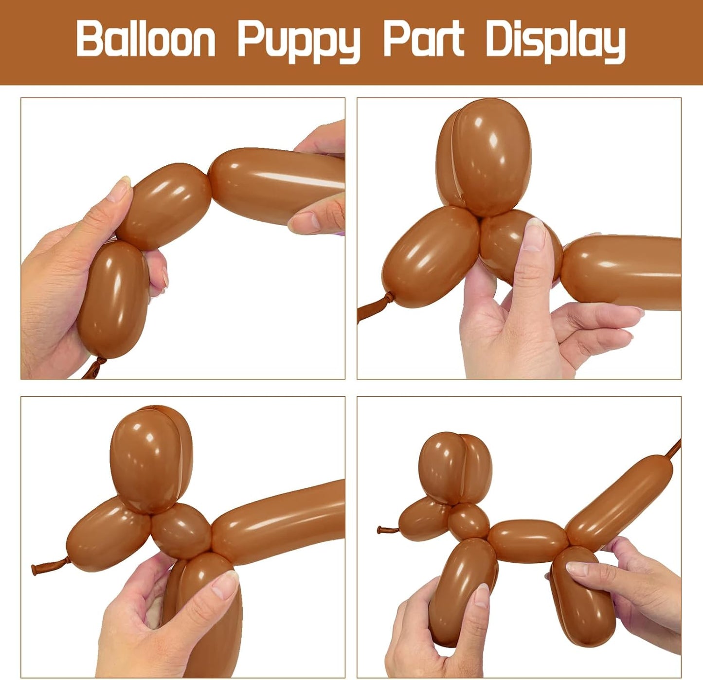 Skiennix 100Pcs Brown Long Balloons - Thickening Skinny Latex Twisting Balloons for Party Decor | Cocoa