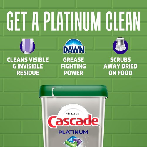 Cascade Platinum Dishwasher Pods - Powerful Dish Detergent for Sparkling Clean Dishes | 12 Count