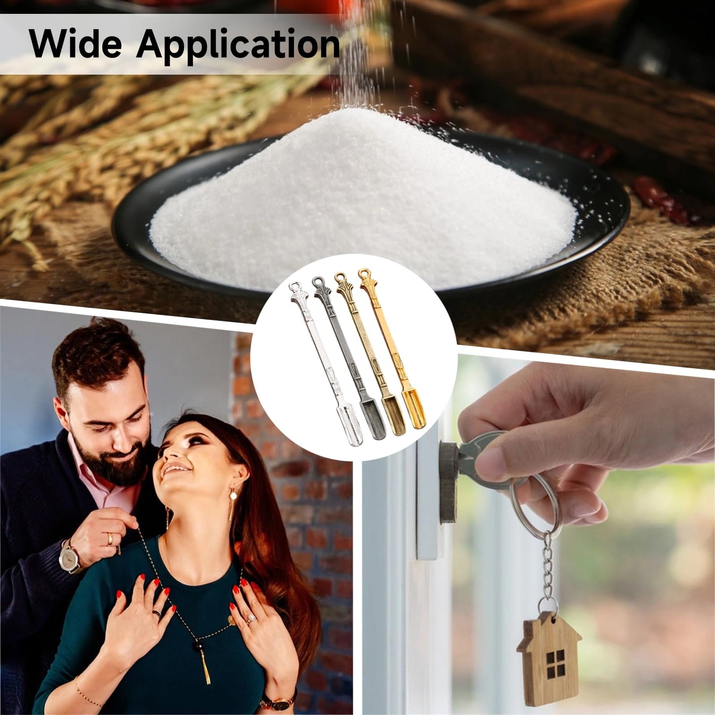 Tideme 40 Pcs Mini Shovel Spoons,Tiny Spoons for Powder,Metal Spoon Power Scoop Tableware Charm Mini Pendant Spoon for Measuring Spices,Herbs,Powder,Coffee,Sugar