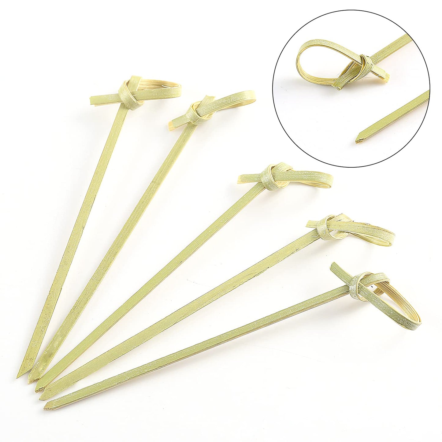 Natural Bamboo Cocktail Picks With Looped Knot Great for Cocktail Party Barbeque Snacks Club Sandwiches Bamboo Fancy Sticks Hold Food on Stick Together,100Pieces,4 Inches