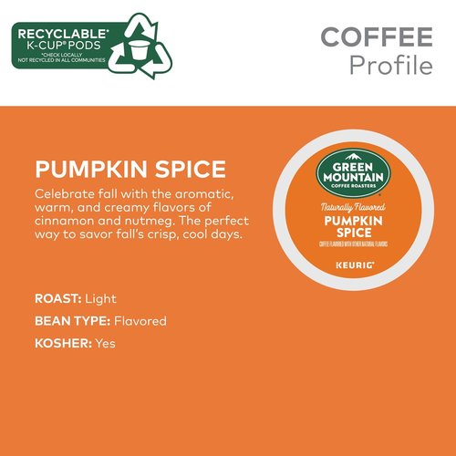 Green Mountain Coffee Roasters Pumpkin Spice Coffee - Light Roast K-Cup Pods | 96 Count