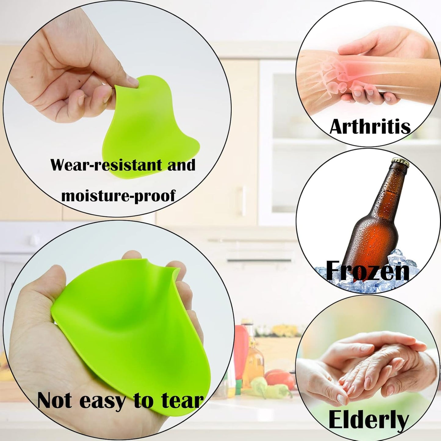 Rubber Jar Opener by Gripper Pad | Silicone Heat Insulation for Weak Hands | Round Design