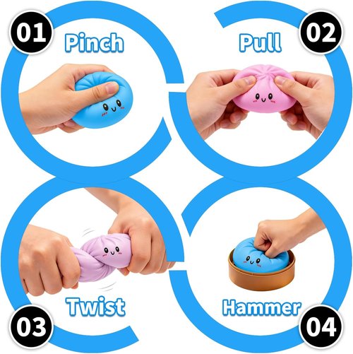 Dumpling Squeeze Toy - Colorful Stress Relief Fidget Ball | Fun Pink Dough Ball for Parties