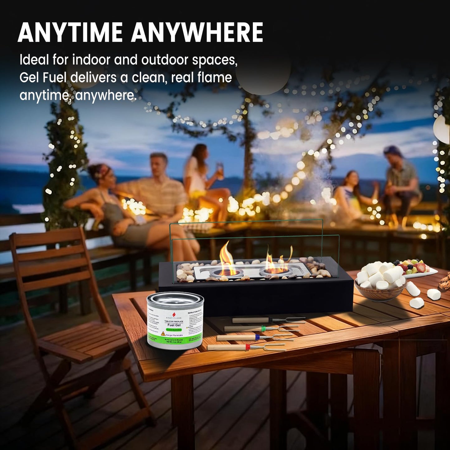 Bioethanol Gel Fuel Cans – Clean Burning Indoor Fuel for Making S’mores, Chafing Dish Fuel Cans, No Ash or Soot, Smokeless & Odorless for Indoor Fire Pits & Fireplaces, 45 Mins Burn Time for each