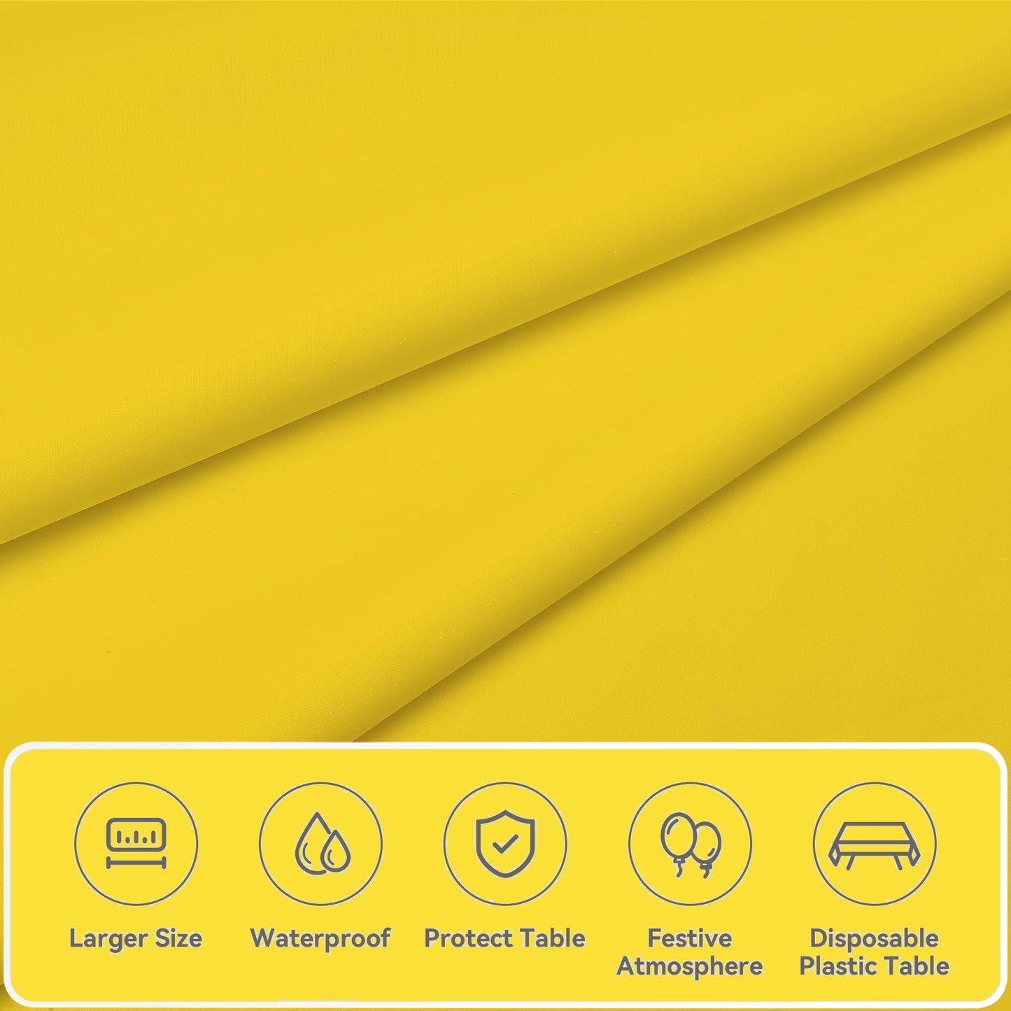 Vedran 2 Pack Yellow Tablecloth Rectangle 54 x 108 Inch, Plastic Table Cloth Disposable for Birthday Party, Outdoor Dinner, Holiday Party Decoration