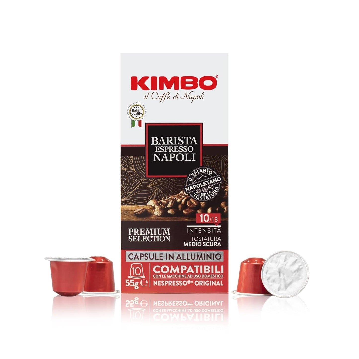 KIMBO Barista Espresso Napoli Coffee Capsules - Intensity 10 Medium-Dark Roast | 100 Capsules for Nespresso Original
