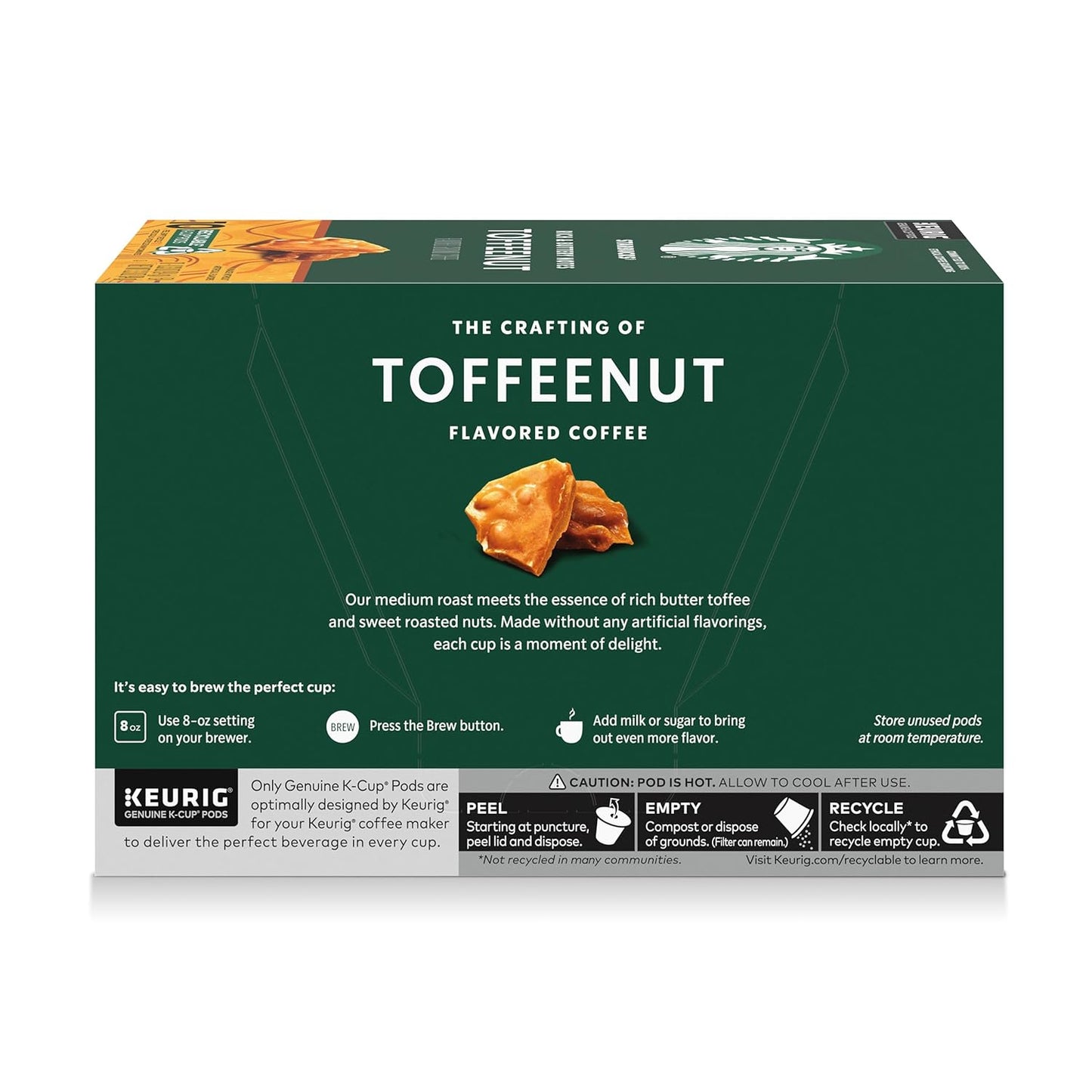 Starbucks K-Cup Coffee Pods - Flavored Toffeenut Hot or Iced Coffee | 10 Keurig Pods