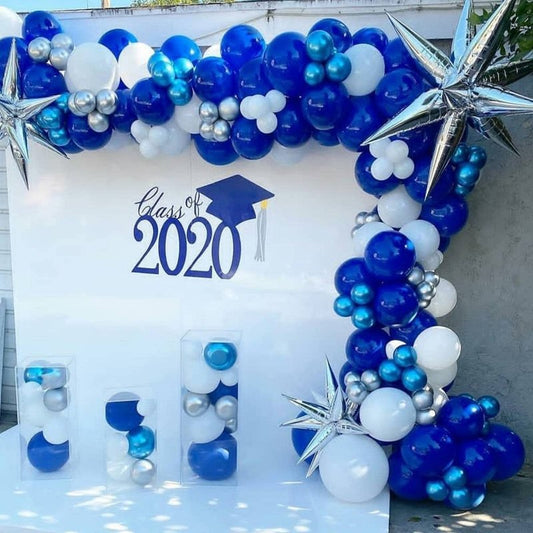 Voircoloria 130pcs Royal Blue Balloons Different Sizes 18" 12" 10" 5" Party Latex Balloons for Birthday Graduation Baby Shower Anniversary Nautical Party Decorations