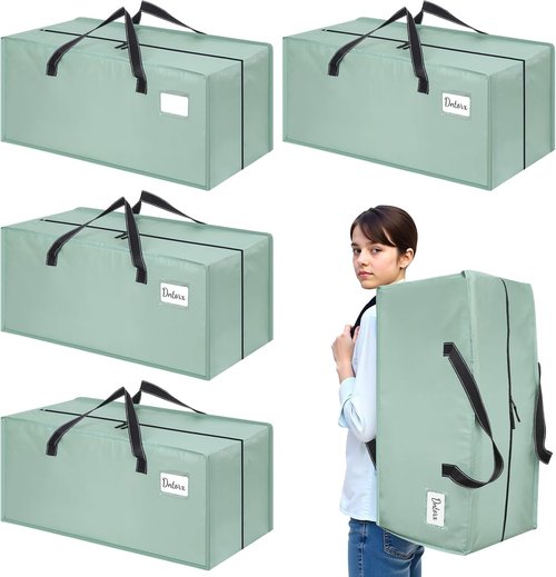 Dntorx Heavy Duty Moving Bags - Waterproof Storage with Backpack Straps | 4 Pack, Large Size for Travel & Camping