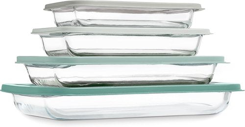 Cook With Color 8-Piece Deep Glass Baking Dish Set - Versatile Casserole & Food Storage Containers, Sage