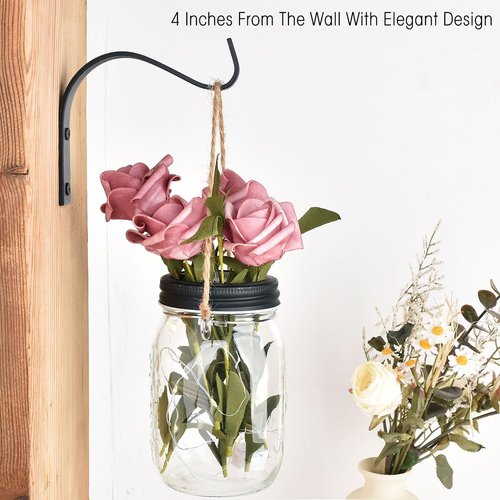 4 Inch Iron Wall Hooks by [Brand Name] - Rustic Plant Hanger Bracket for Indoor/Outdoor Decor