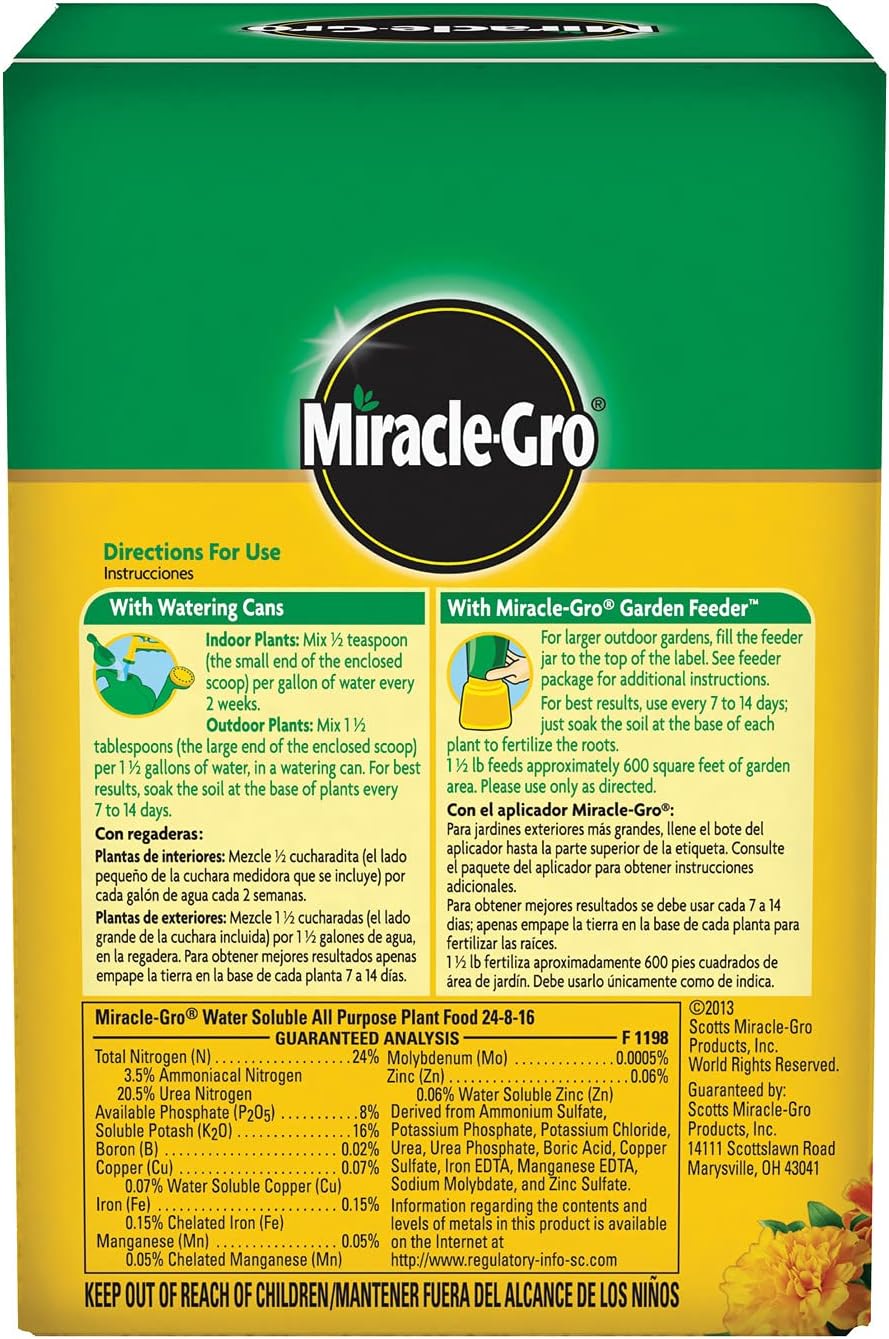 Miracle-Gro Water Soluble Plant Food - All-Purpose Fertilizer for Indoor & Outdoor Plants | 1.5 lbs (6-Pack)