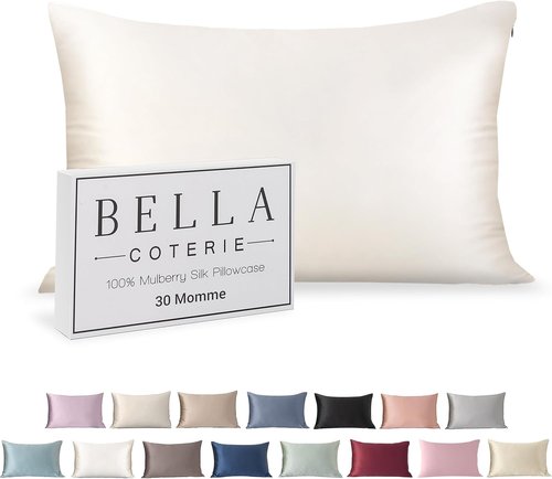 Bella Coterie Luxury Silk Pillowcase - 30 Momme 100% Pure Mulberry Silk | Super Soft & Plush | King Size, White