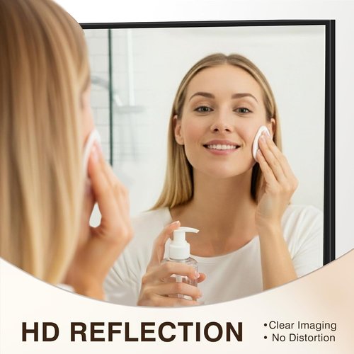 FICTOR Bathroom Vanity Mirror - Shatterproof & Anti-Rust, 36" x 24" Wall-Mounted Black Rectangle Mirror