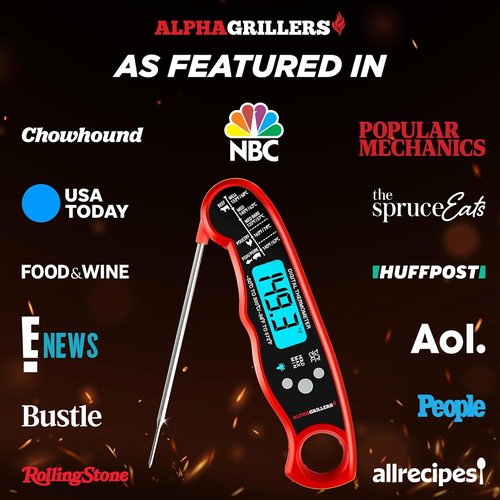 Alpha Grillers Digital Meat Thermometer - Instant Read Cooking Tool for Perfect Grilling | Ideal Gift for Food Lovers