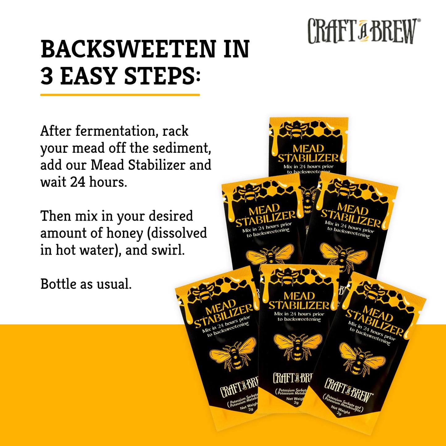 Craft A Brew - Mead Stabilizer - Potassium Sorbate & Potassium Metabisulfite - For At-Home Brewing