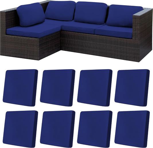 Skiennix 8-Piece Stretch Patio Cushion Covers - Washable Outdoor Sofa Slipcovers | Lake Blue
