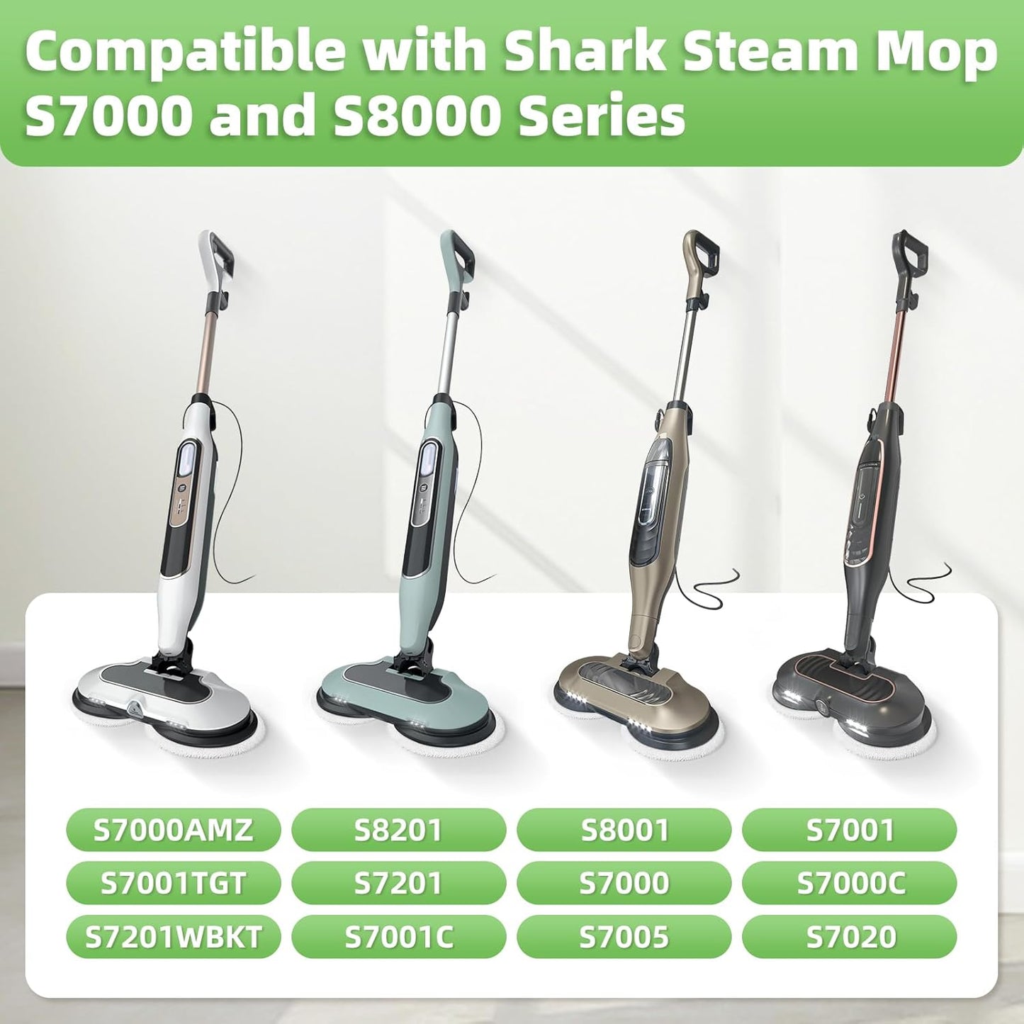 Shark Steam Mop Replacement Pads - 8 Pack Dirt Grip Soft Scrub Washable Pads for All Sealed Hard Floors