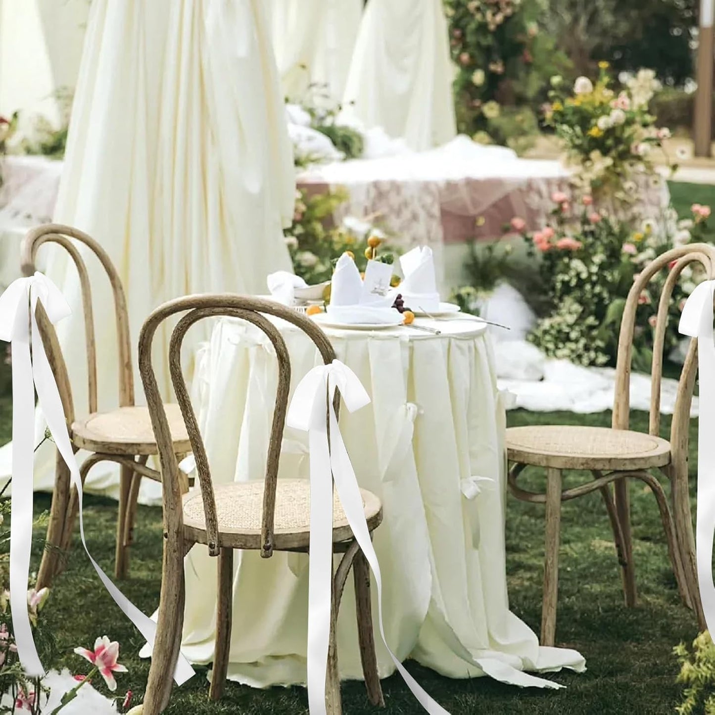 Regine Switzerland 24 Pcs Large White Ribbon Bows - Elegant Wedding Chair Decorations
