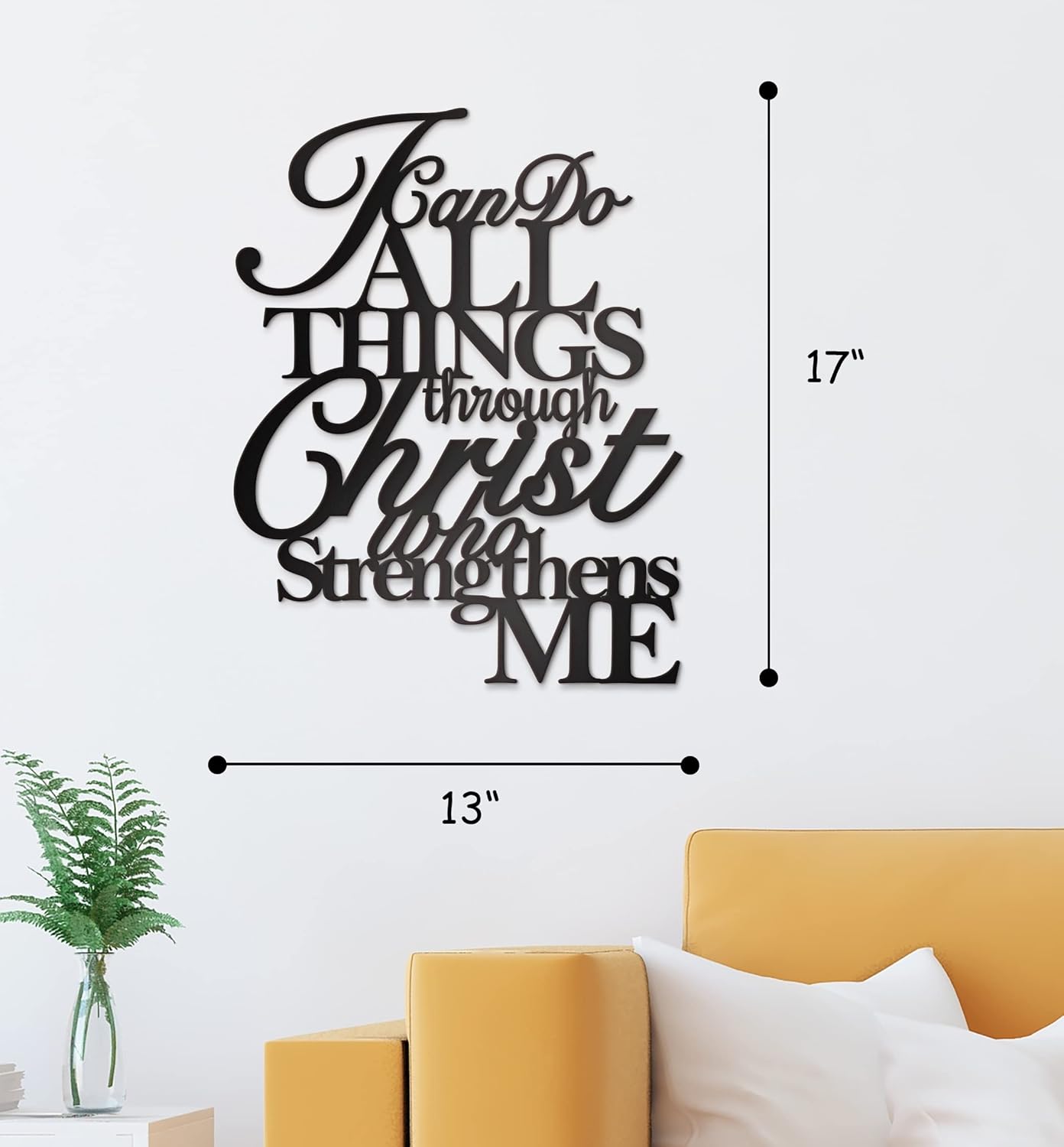 Metal Wall Art by I Can Do All Things | Philippians 4:13 Christian Decor - 17” x 13”