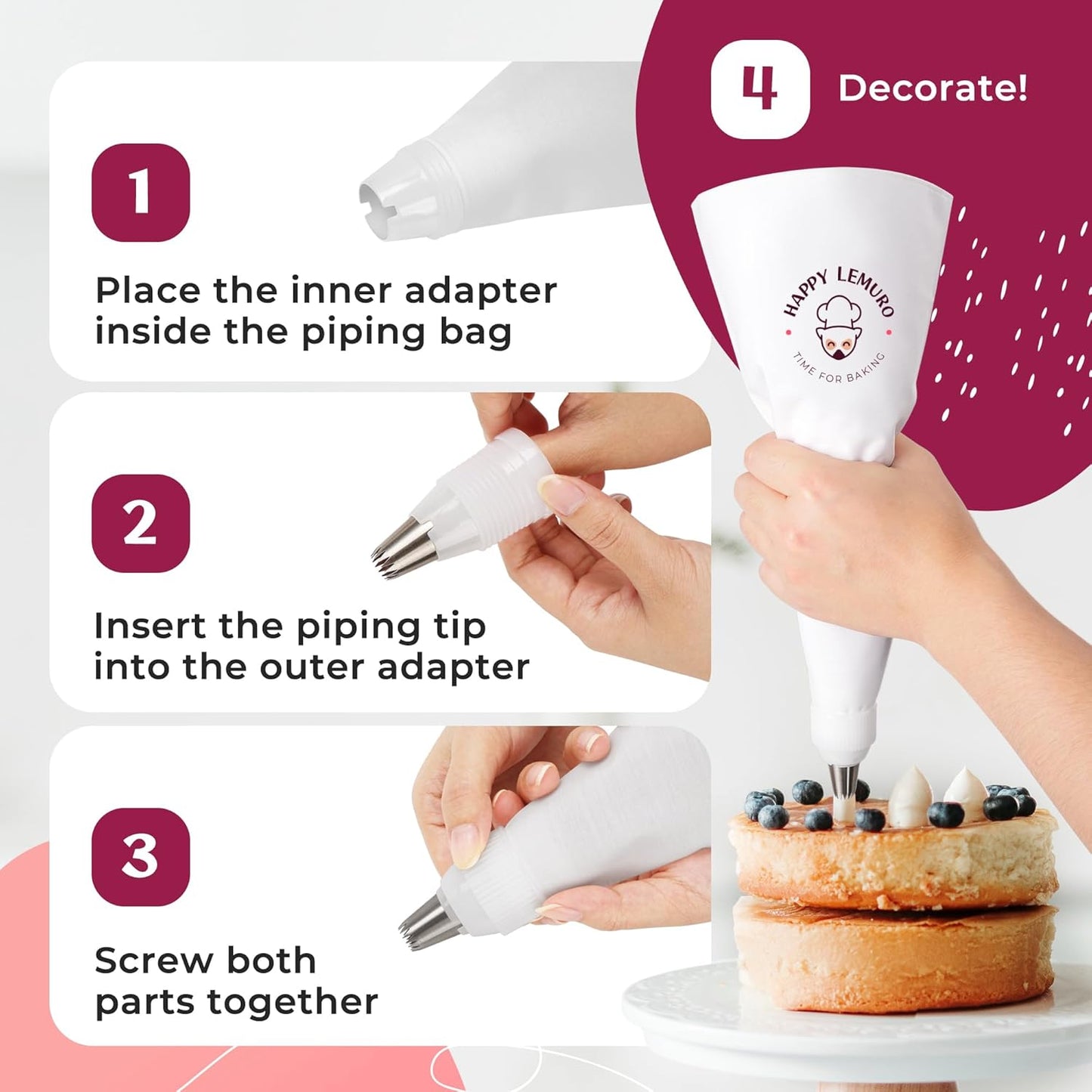 Premium Reusable Piping Bags Set by [Brand Name] - 16" Cotton Pastry Bag with 8 Large Icing Tips | Dishwasher Safe