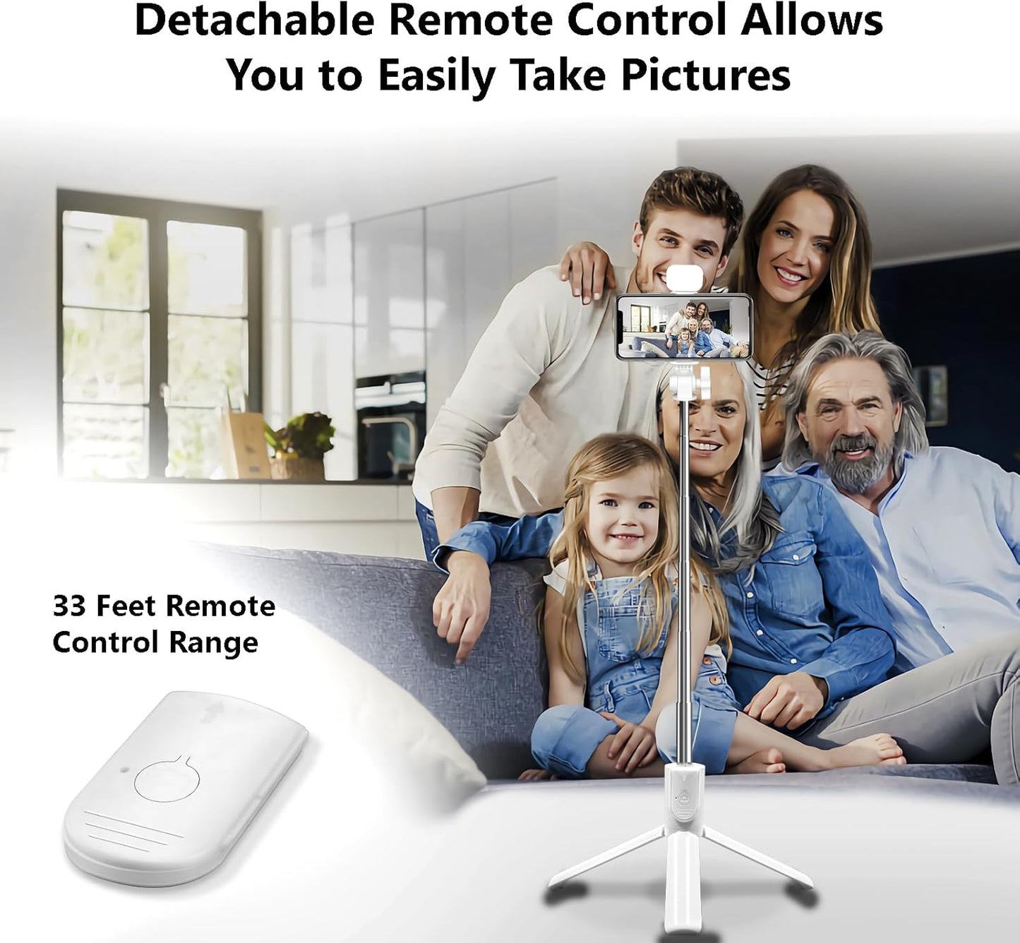 Skiennix Selfie Stick Tripod - 40-Inch Retractable Design with Wireless Remote & Light | Portable for iPhone & All Cellphones