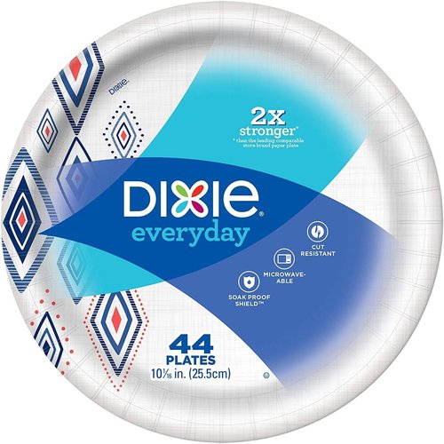 Dixie Disposable Paper Plates - Dinner Size, 220 Count, 10 1/16" | 5 Packs of 44 Plates
