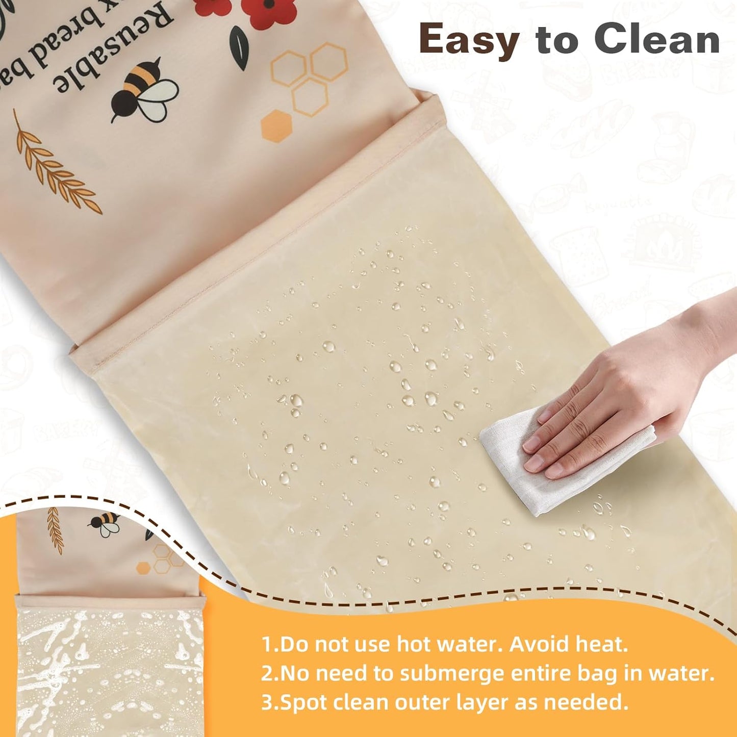 Skiennix XL Reusable Beeswax Bread Bags - Organic Cotton for Sourdough Baking | 2 Pack for Fresh Food Storage