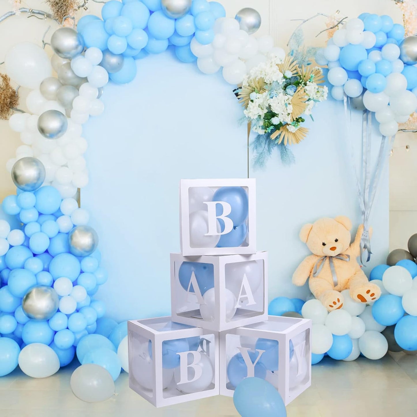 Voircoloria Baby Balloon Box - 42-Piece Letter Set for Gender Reveal & Birthday Parties | Clear Design