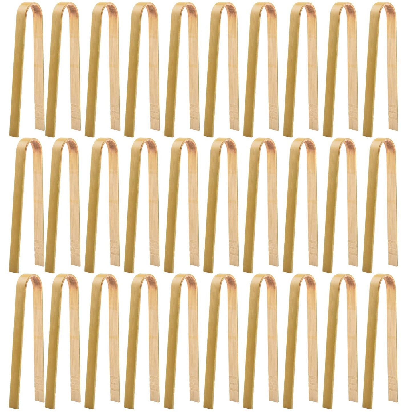 30 Pcs Wooden Tongs for Charcuterie - Mini Bamboo Disposable Tongs for Serving Food, Natural Wooden Cooking Toast