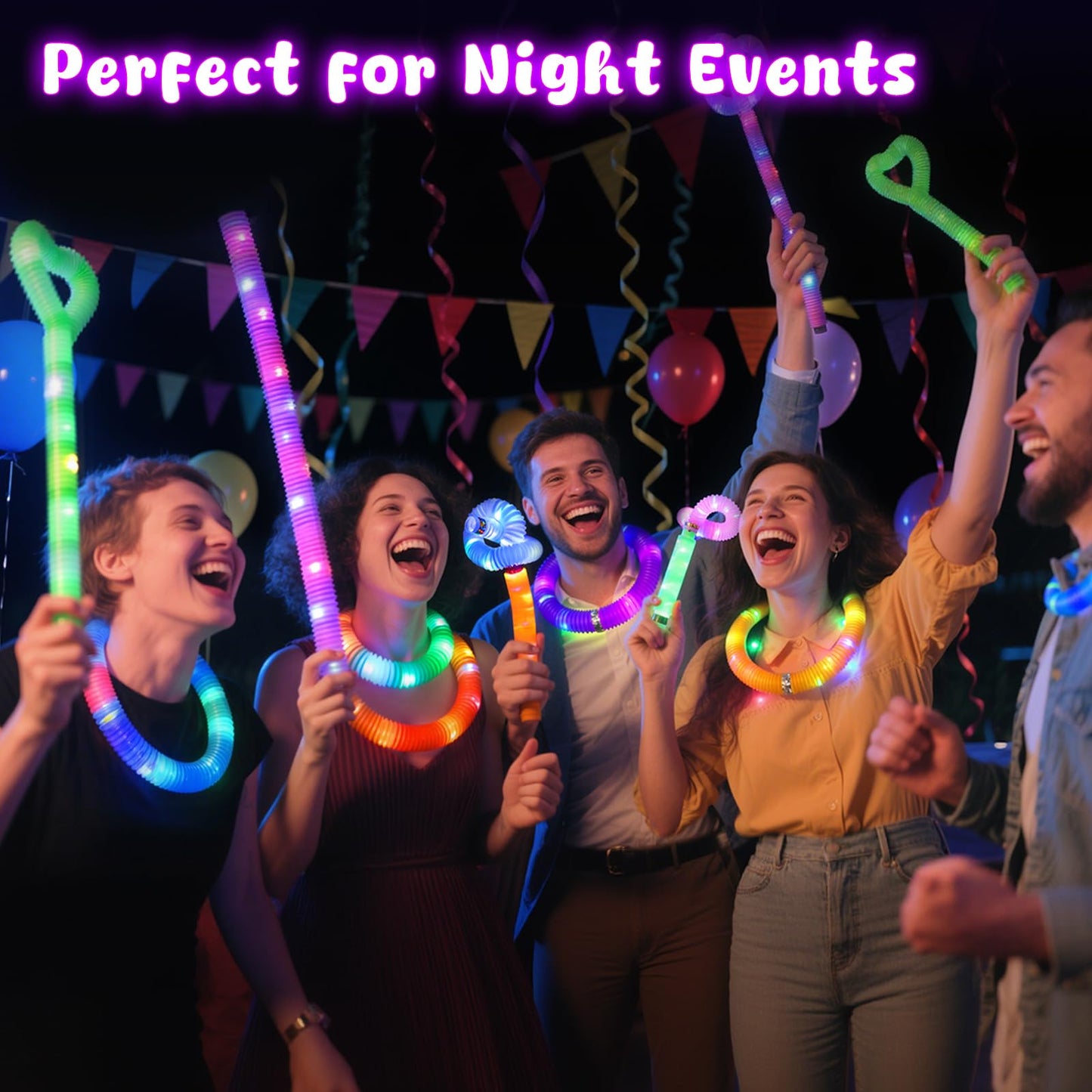 LovesTown 12PCS Glow Sticks for Kids, Glow in the Dark Party Favors Supplies, Light Up Fidget Pop Tubes for Birthday Party Favors Gifts Dance Camp, Goodie Bags Stuffers