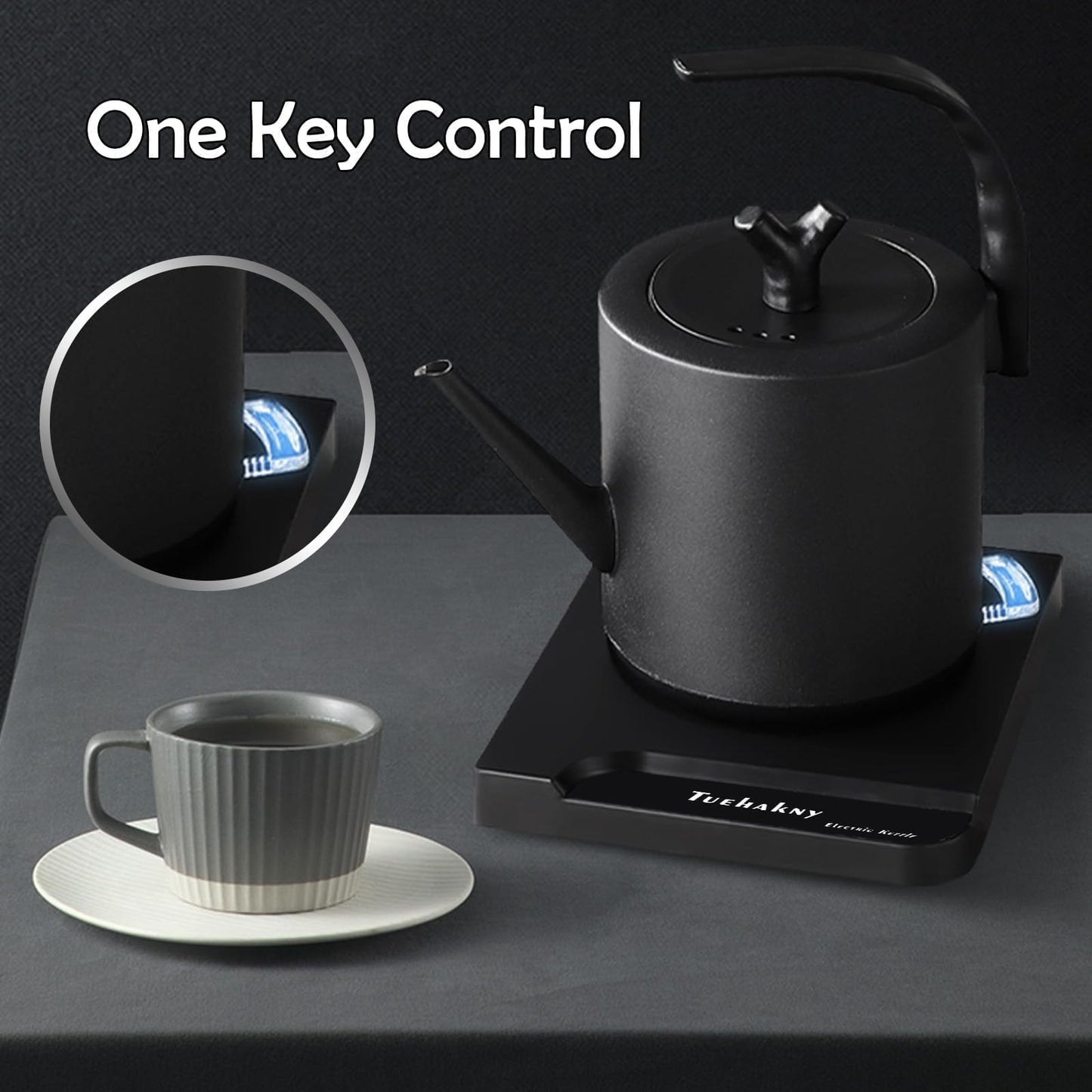 1.0L Gooseneck Electric Kettle - 304 Stainless Steel, 800W Fast Boiling with Auto Shut-Off, Precision Pour Over Kettle for Coffee & Tea, BPA-Free Matte Black Design, For Kitchen, Home, Office