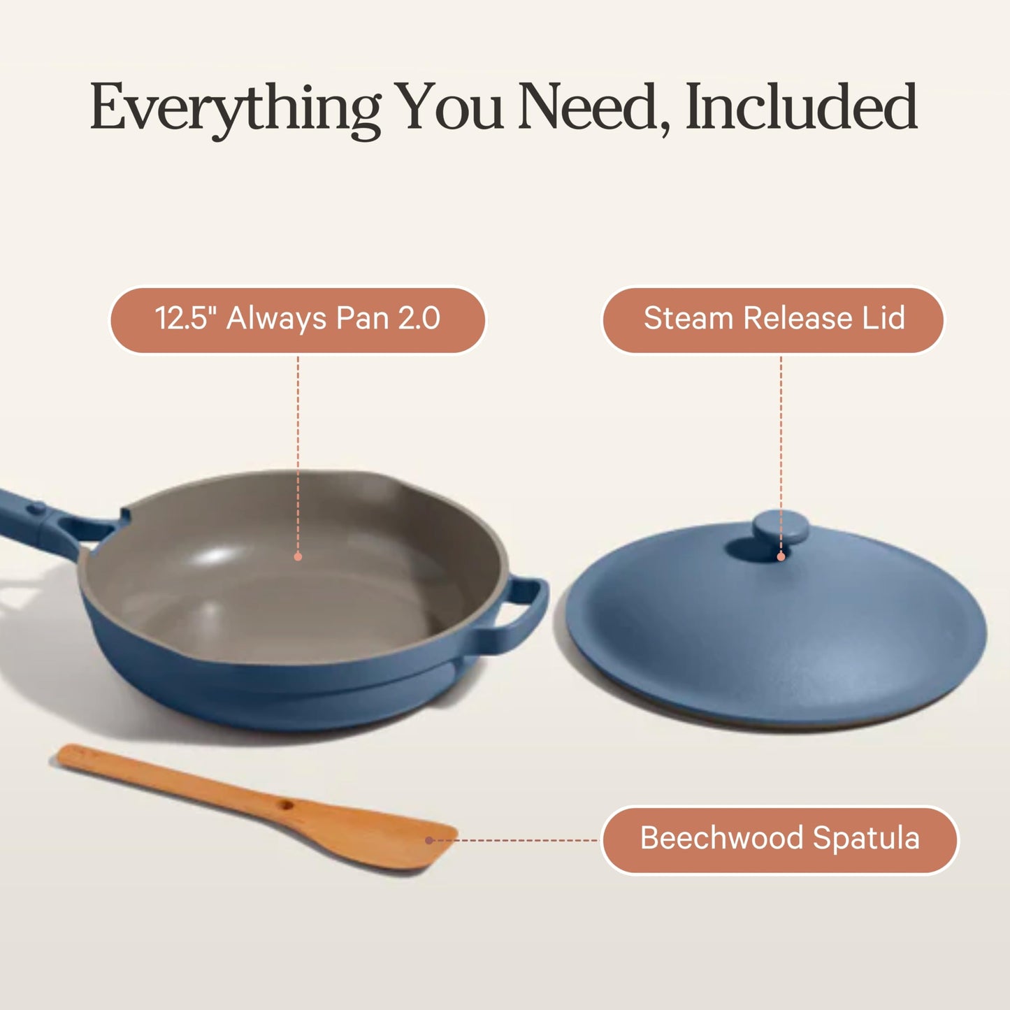 Our Place Large Always Pan | 12.5" Ceramic Pan with Modular Lid & Beechwood Spatula | Patented 10-in-1 Nonstick, Non-Toxic Cookware Made Without PFAS | Induction & Oven-Safe up to 450°F | Char